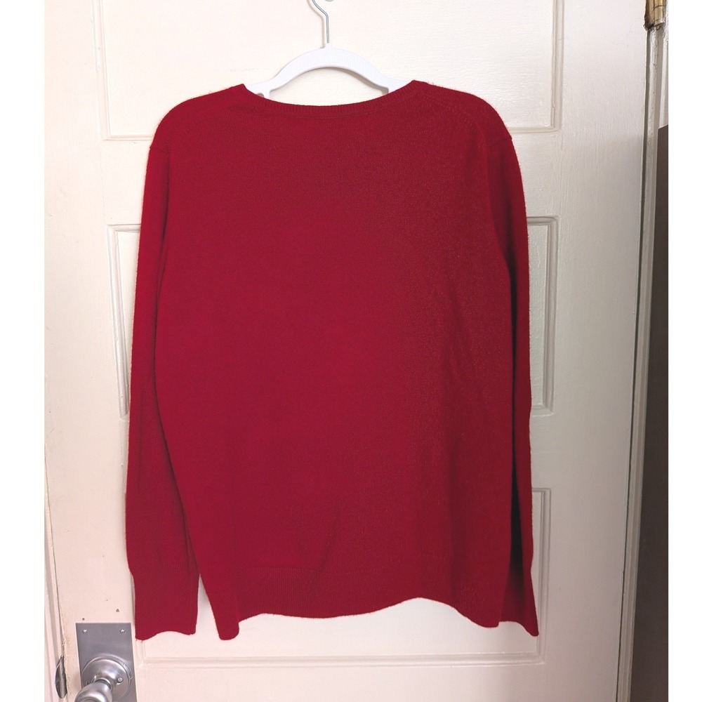 Nordstrom Collection Red 100% Cashmere Classic Crew Neck Sweater Size Large - Picture 6 of 6